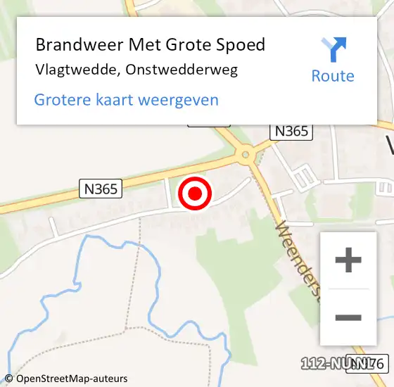 Locatie op kaart van de 112 melding: Brandweer Met Grote Spoed Naar Vlagtwedde, Onstwedderweg op 6 september 2013 16:39