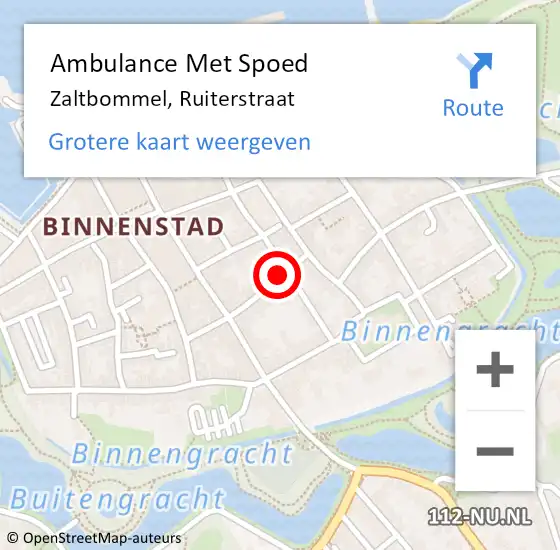 Locatie op kaart van de 112 melding: Ambulance Met Spoed Naar Zaltbommel, Ruiterstraat op 24 september 2016 13:22