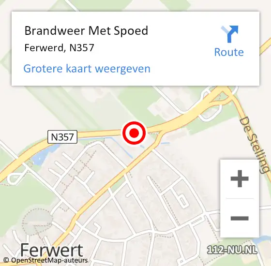 Locatie op kaart van de 112 melding: Brandweer Met Spoed Naar Ferwerd, N357 op 28 december 2013 11:23