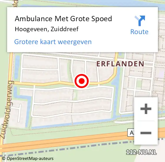 Locatie op kaart van de 112 melding: Ambulance Met Grote Spoed Naar Hoogeveen, Zuiddreef op 24 september 2016 14:05