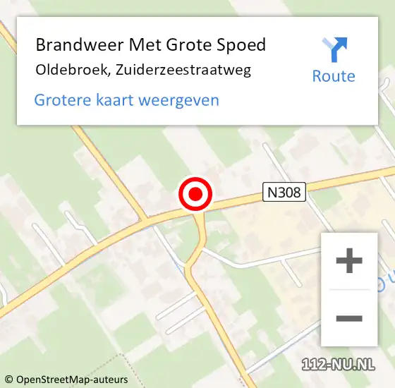 Locatie op kaart van de 112 melding: Brandweer Met Grote Spoed Naar Oldebroek, Zuiderzeestraatweg op 24 september 2016 14:09