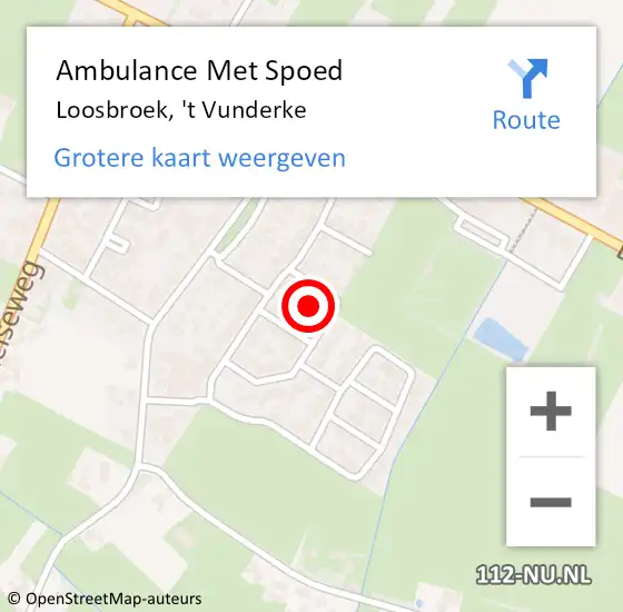 Locatie op kaart van de 112 melding: Ambulance Met Spoed Naar Loosbroek, 't Vunderke op 24 september 2016 14:13