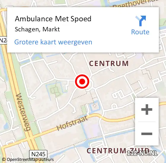 Locatie op kaart van de 112 melding: Ambulance Met Spoed Naar Schagen, Sierkersstraat op 24 september 2016 14:14
