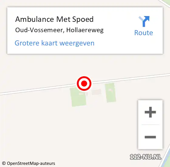 Locatie op kaart van de 112 melding: Ambulance Met Spoed Naar Oud-Vossemeer, Hollaereweg op 24 september 2016 15:07