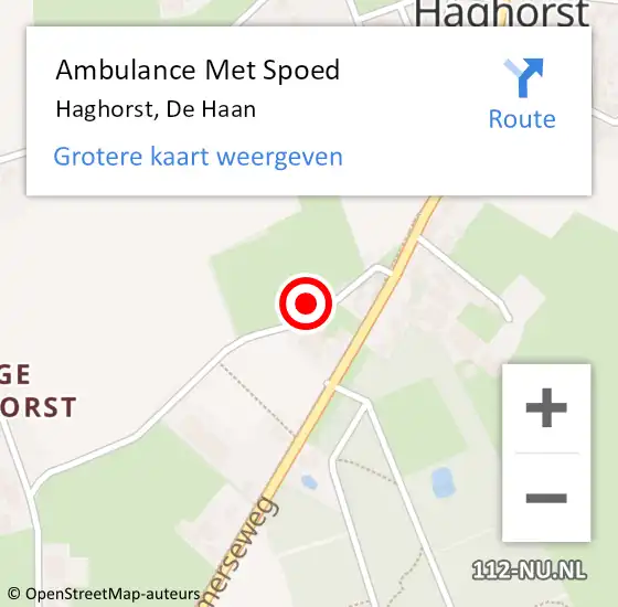 Locatie op kaart van de 112 melding: Ambulance Met Spoed Naar Haghorst, De Haan op 24 september 2016 15:08