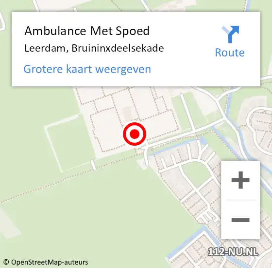 Locatie op kaart van de 112 melding: Ambulance Met Spoed Naar Leerdam, Bruininxdeelsekade op 24 september 2016 15:27