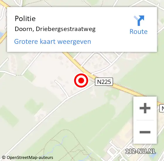 Locatie op kaart van de 112 melding: Politie Doorn, Driebergsestraatweg op 24 september 2016 15:28