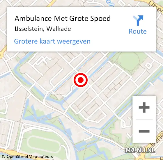 Locatie op kaart van de 112 melding: Ambulance Met Grote Spoed Naar IJsselstein, Walkade op 24 september 2016 15:34