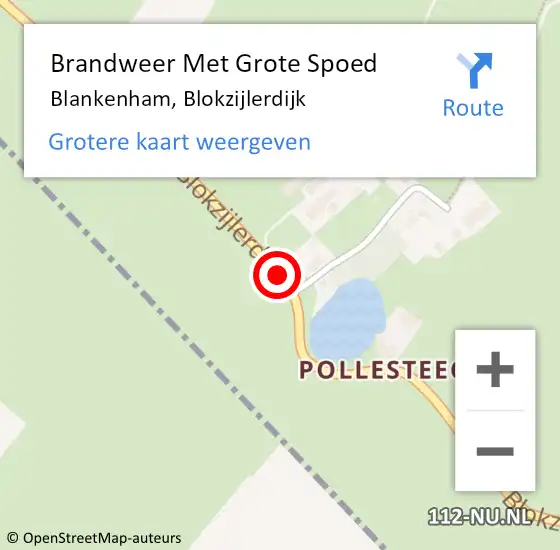 Locatie op kaart van de 112 melding: Brandweer Met Grote Spoed Naar Blankenham, Blokzijlerdijk op 24 september 2016 16:07