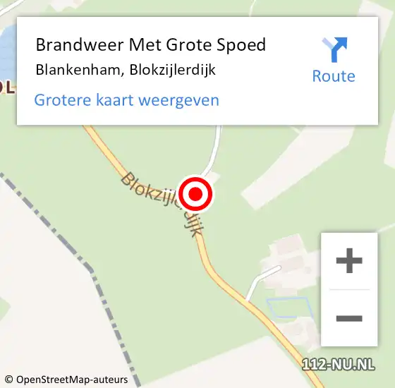 Locatie op kaart van de 112 melding: Brandweer Met Grote Spoed Naar Blankenham, Blokzijlerdijk op 24 september 2016 16:09