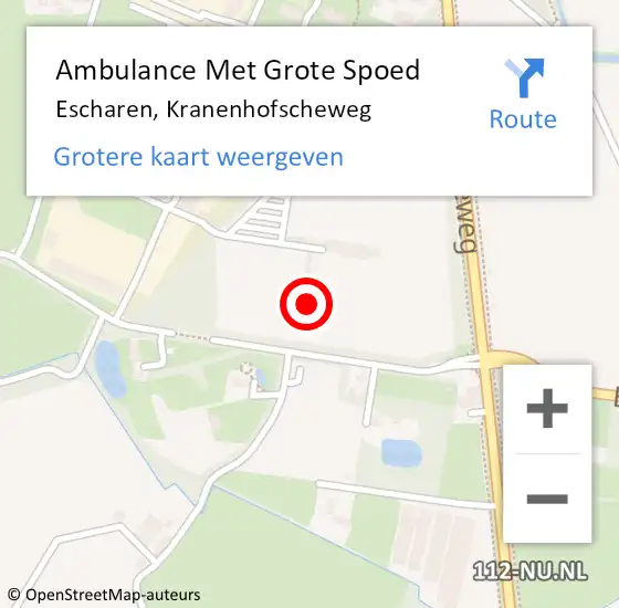 Locatie op kaart van de 112 melding: Ambulance Met Grote Spoed Naar Escharen, Kranenhofscheweg op 24 september 2016 16:10