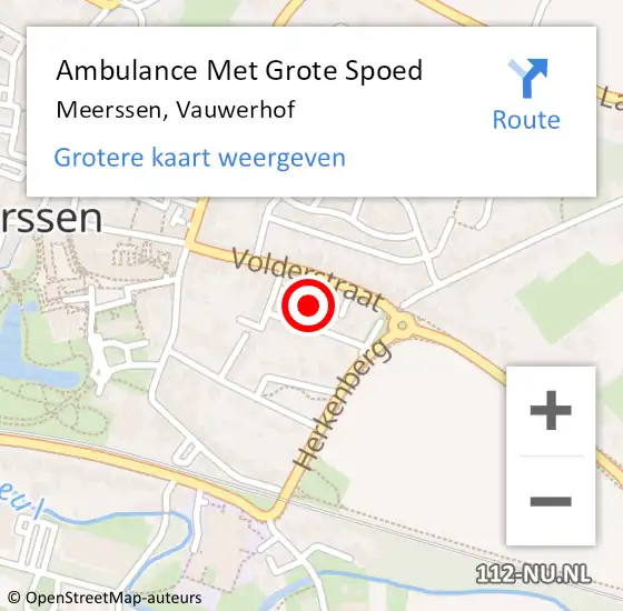 Locatie op kaart van de 112 melding: Ambulance Met Grote Spoed Naar Meerssen, Vauwerhof op 17 september 2013 13:07