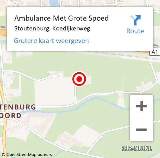 Locatie op kaart van de 112 melding: Ambulance Met Grote Spoed Naar Stoutenburg, Koedijkerweg op 24 september 2016 17:01