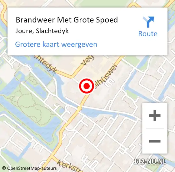 Locatie op kaart van de 112 melding: Brandweer Met Grote Spoed Naar Joure, Slachtedyk op 28 december 2013 11:44