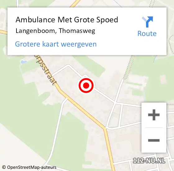 Locatie op kaart van de 112 melding: Ambulance Met Grote Spoed Naar Langenboom, Thomasweg op 24 september 2016 17:05