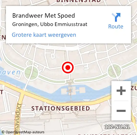 Locatie op kaart van de 112 melding: Brandweer Met Spoed Naar Groningen, Ubbo Emmiusstraat op 24 september 2016 17:40