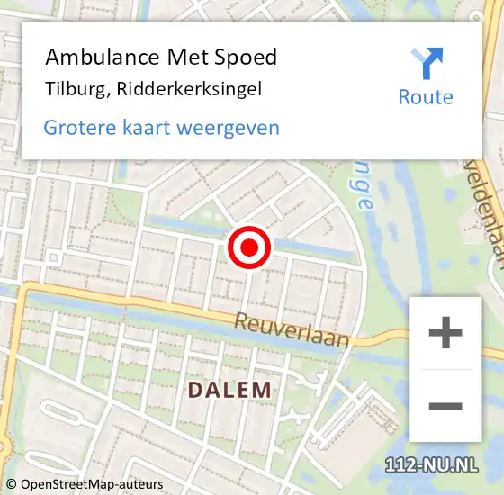 Locatie op kaart van de 112 melding: Ambulance Met Spoed Naar Tilburg, Ridderkerksingel op 24 september 2016 17:44