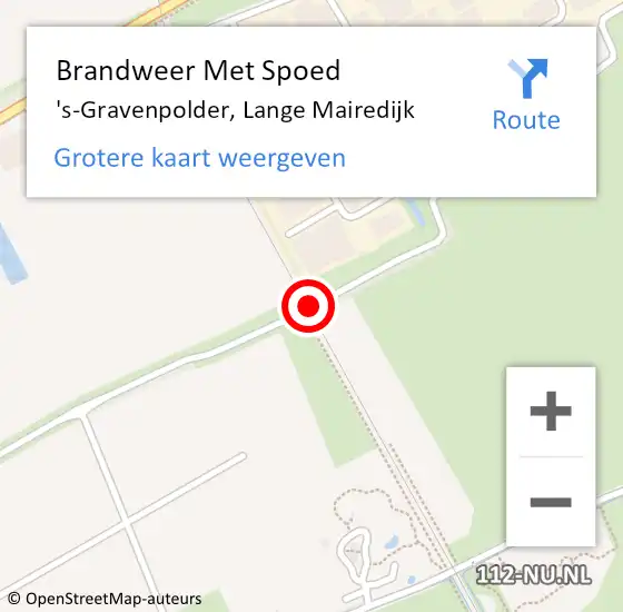 Locatie op kaart van de 112 melding: Brandweer Met Spoed Naar 's-Gravenpolder, Lange Mairedijk op 24 september 2016 18:08