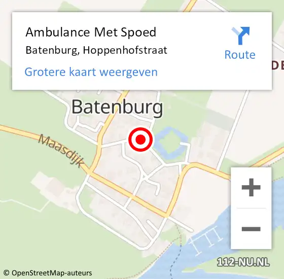 Locatie op kaart van de 112 melding: Ambulance Met Spoed Naar Batenburg, Hoppenhofstraat op 24 september 2016 18:10