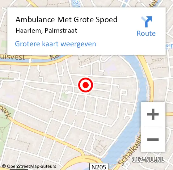 Locatie op kaart van de 112 melding: Ambulance Met Grote Spoed Naar Haarlem, Palmstraat op 28 december 2013 11:53