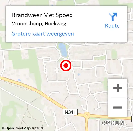 Locatie op kaart van de 112 melding: Brandweer Met Spoed Naar Vroomshoop, Hoekweg op 24 september 2016 18:35