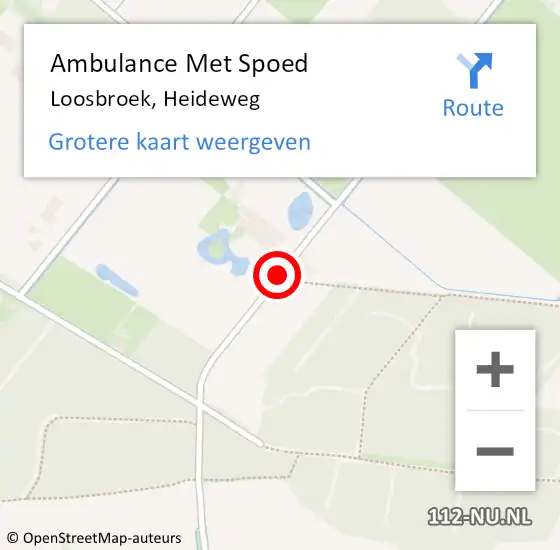 Locatie op kaart van de 112 melding: Ambulance Met Spoed Naar Loosbroek, Heideweg op 24 september 2016 18:36