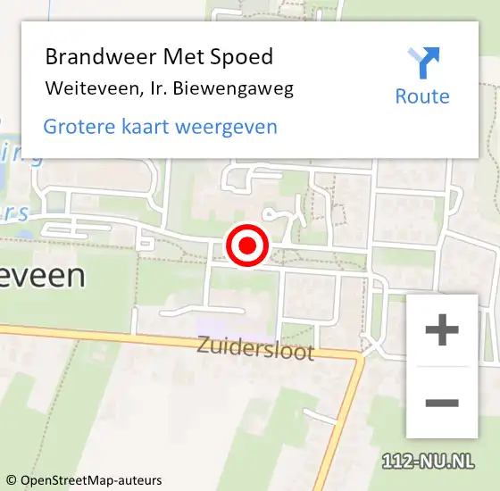 Locatie op kaart van de 112 melding: Brandweer Met Spoed Naar Weiteveen, Ir. Biewengaweg op 24 september 2016 18:53