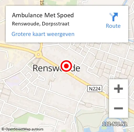 Locatie op kaart van de 112 melding: Ambulance Met Spoed Naar Renswoude, Dorpsstraat op 24 september 2016 19:03