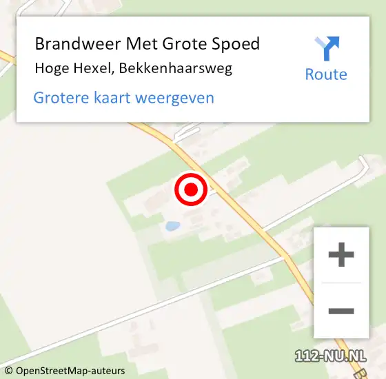 Locatie op kaart van de 112 melding: Brandweer Met Grote Spoed Naar Hoge Hexel, Bekkenhaarsweg op 24 september 2016 19:16