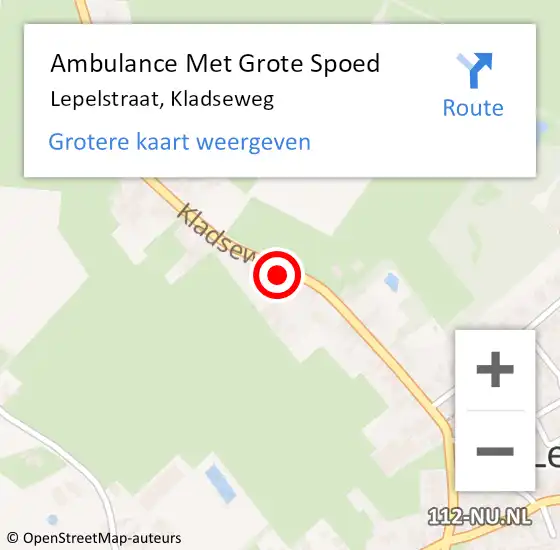 Locatie op kaart van de 112 melding: Ambulance Met Grote Spoed Naar Lepelstraat, Kladseweg op 24 september 2016 20:13