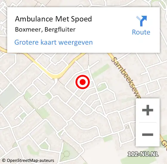 Locatie op kaart van de 112 melding: Ambulance Met Spoed Naar Boxmeer, Bergfluiter op 24 september 2016 21:09