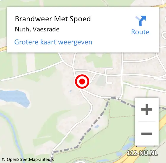 Locatie op kaart van de 112 melding: Brandweer Met Spoed Naar Nuth, Vaesrade op 24 september 2016 21:12