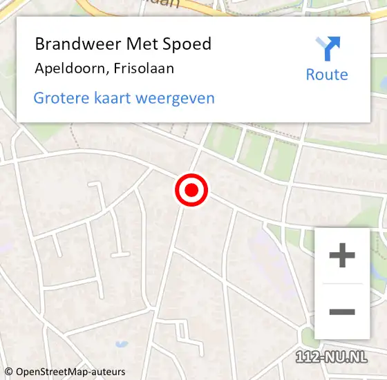 Locatie op kaart van de 112 melding: Brandweer Met Spoed Naar Apeldoorn, Frisolaan op 24 september 2016 21:17