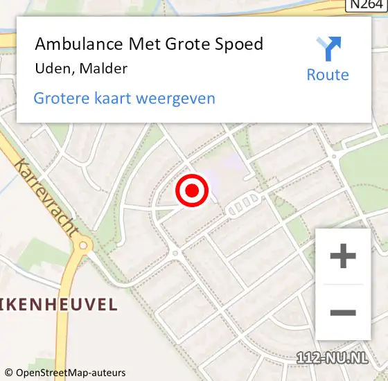 Locatie op kaart van de 112 melding: Ambulance Met Grote Spoed Naar Uden, Malder op 24 september 2016 21:59