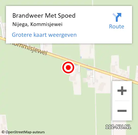 Locatie op kaart van de 112 melding: Brandweer Met Spoed Naar Nijega, Kommisjewei op 24 september 2016 22:51