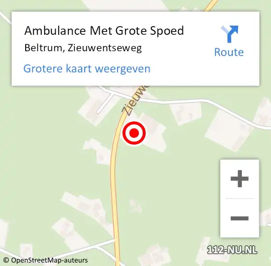 Locatie op kaart van de 112 melding: Ambulance Met Grote Spoed Naar Beltrum, Zieuwentseweg op 28 december 2013 12:24