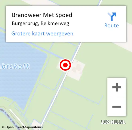 Locatie op kaart van de 112 melding: Brandweer Met Spoed Naar Burgerbrug, Belkmerweg op 25 september 2016 01:19