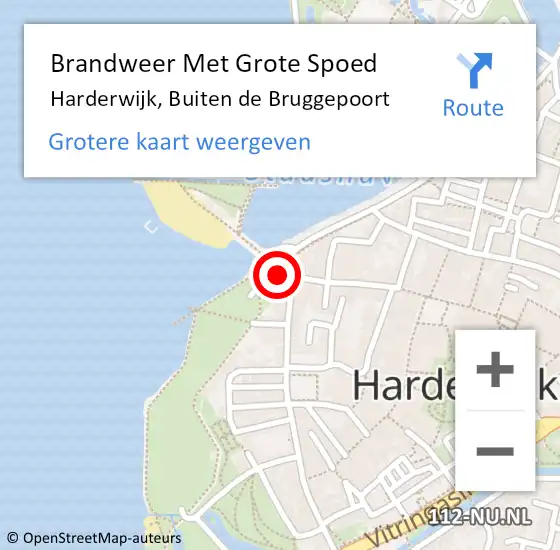 Locatie op kaart van de 112 melding: Brandweer Met Grote Spoed Naar Harderwijk, Buiten de Bruggepoort op 25 september 2016 01:33