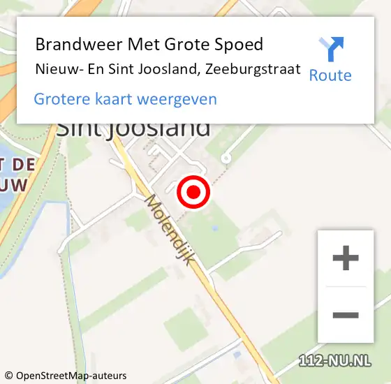Locatie op kaart van de 112 melding: Brandweer Met Grote Spoed Naar Nieuw- En Sint Joosland, Zeeburgstraat op 25 september 2016 02:55