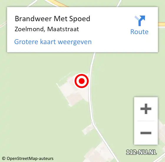 Locatie op kaart van de 112 melding: Brandweer Met Spoed Naar Zoelmond, Maatstraat op 25 september 2016 03:15