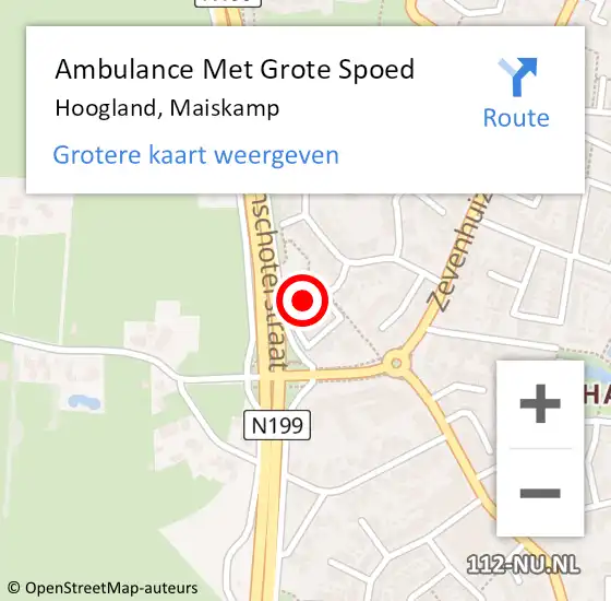 Locatie op kaart van de 112 melding: Ambulance Met Grote Spoed Naar Hoogland, Maiskamp op 25 september 2016 04:10