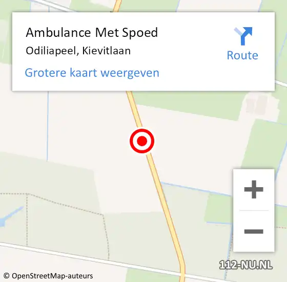 Locatie op kaart van de 112 melding: Ambulance Met Spoed Naar Odiliapeel, Kievitlaan op 25 september 2016 04:14