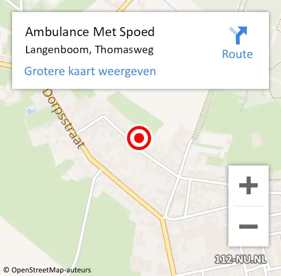 Locatie op kaart van de 112 melding: Ambulance Met Spoed Naar Langenboom, Thomasweg op 25 september 2016 04:20