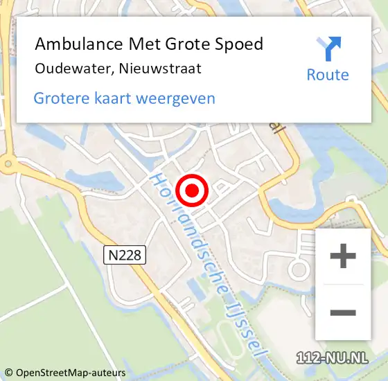 Locatie op kaart van de 112 melding: Ambulance Met Grote Spoed Naar Oudewater, Nieuwstraat op 25 september 2016 04:24