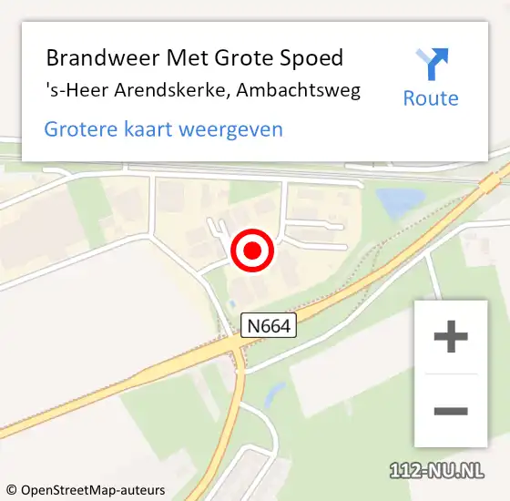 Locatie op kaart van de 112 melding: Brandweer Met Grote Spoed Naar 's-Heer Arendskerke, Ambachtsweg op 25 september 2016 04:26