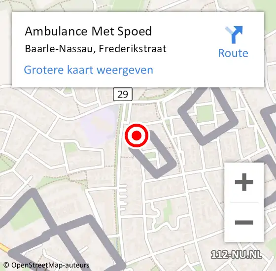 Locatie op kaart van de 112 melding: Ambulance Met Spoed Naar Baarle-Nassau, Frederikstraat op 25 september 2016 06:11