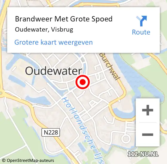 Locatie op kaart van de 112 melding: Brandweer Met Grote Spoed Naar Oudewater, Visbrug op 25 september 2016 06:23