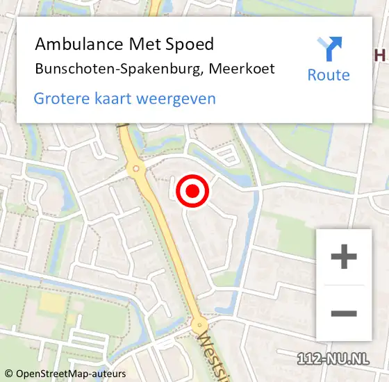 Locatie op kaart van de 112 melding: Ambulance Met Spoed Naar Bunschoten-Spakenburg, Meerkoet op 25 september 2016 06:36