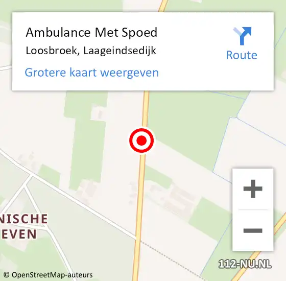 Locatie op kaart van de 112 melding: Ambulance Met Spoed Naar Loosbroek, Laageindsedijk op 25 september 2016 06:42