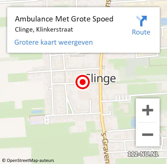 Locatie op kaart van de 112 melding: Ambulance Met Grote Spoed Naar Clinge, Klinkerstraat op 25 september 2016 08:17